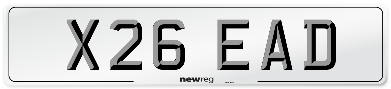 X26 EAD Number Plate from New Reg